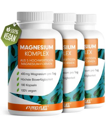 Magnesium complex capsules 540x with 400 mg of elementary magnesium per day 5 high-quality shapes: magnesium oxide citrate bisglycinate malate & ascorbat optimal bioavailability 9 month supply 3x 180 capsules