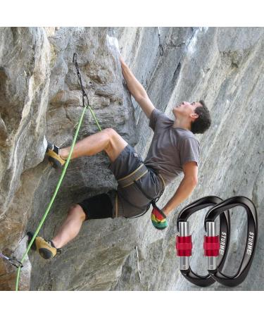 STURME UIAA Certified Climbing Carabiner Clips 2 Pack - 25KN Screwgate Locking Heavy Duty D Ring for Rock Climbing and Mountaineering - Buy Online on GoSupps.com