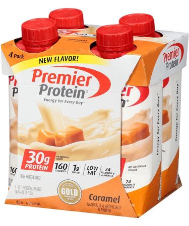 Premier Protein 30g Protein Shakes Caramel 11 Fluid Ounces 4 Count - Buy Online on GoSupps.com
