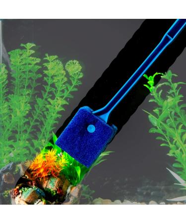 SLSON Aquarium Algae Scraper Double Sided Sponge Brush Cleaner - 15.4 inch Long Handle Fish Tank Scrubber for Glass Aquariums and Home Kitchen - Buy Online on GoSupps.com