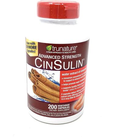 trunature Advanced Strength CinSulin 500mg. 200 Vegetarian Capsules (2 Pack) 100 Count (Pack of 2) - Buy Online on GoSupps.com