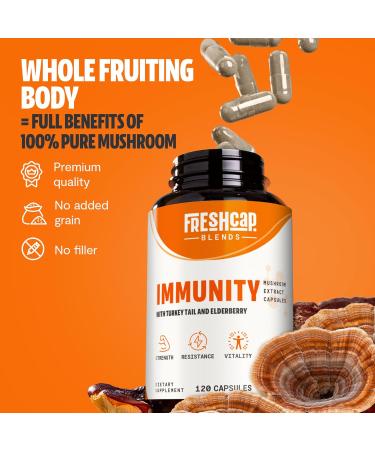 FreshCap Immunity Immune Support Supplement Immune Boosters for Adults Immunity Boost Elderberry Vitamin C and Zinc urkey Tail Mushroom Supplement 120 Capsules - Buy Online on GoSupps.com