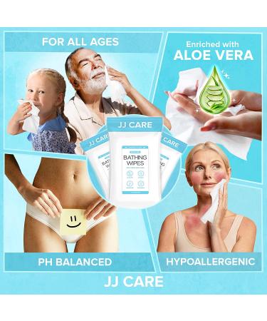 JJ CARE Bathing Wipes Pack of 25 - No Rinse Body Wipes for Adults - Shower Wipes for Elderly - Convenience at Your Fingertips - Buy Online on GoSupps.com