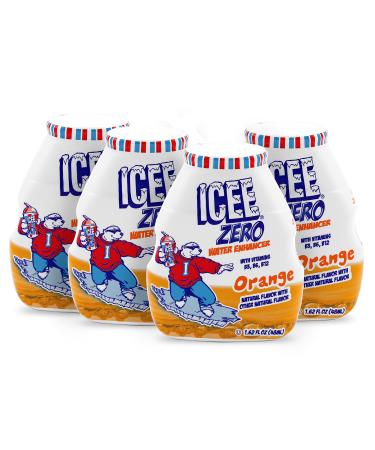ICEE Zero Calorie Orange Liquid Water Enhancer Drink Mix, Natural Flavor Drops, Sugar Free, 1.62 Fl Oz Concentrate (48 ml) - 4 Pack