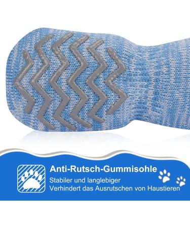 Petloft Anti-Slip Dog Socks - 4 Pack Slide-Resistant Indoor Socks for Small to Medium Dogs & Cats - Adjustable Removable Fastening Tape (Light Blue Paw) - Buy Online on GoSupps.com