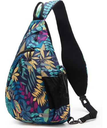 TurnWay Water-Proof Sling Bag with USB Charging Port - Ideal for Travel, Hiking, Cycling, Camping | Palma Leaf Pattern - Buy Online on GoSupps.com