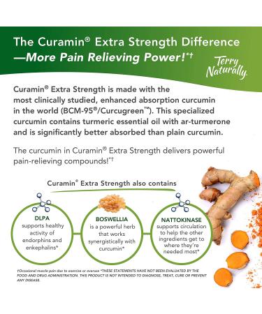 Terry Naturally Curamin Extra Strength (2 Pack) - 120 Vegan Tablets - Natural Pain Relief with Curcumin & Boswellia - Buy Online on GoSupps.com