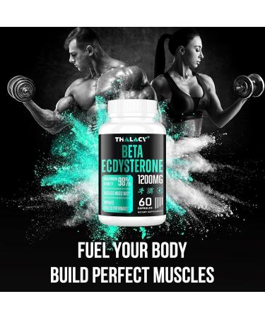 1200MG Beta Ecdysterone Supplement 98% Maximum Purity Ecdysterone Supplements for Lean Muscle Mass Athletic Performance & Strength 120 Capsules 60 Count (Pack of 2) - Buy Online on GoSupps.com
