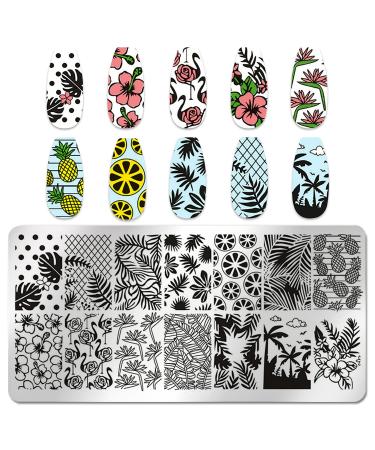WOKOTO 6Pcs Flower Nail Stamping Plates - Spring Summer Mix Size Image Leaves Templates Stencils Art Kit for Nails - Buy Online on GoSupps.com