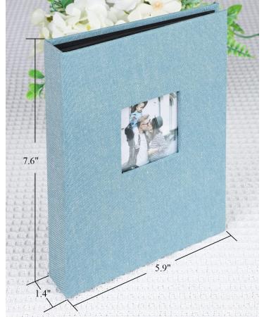 Small Mini Photo Album 13x18 - 56 Photos Linen Cover Black Pages | Ideal Memory Book for Baby Wedding & Family Photos - Cyan-Blue - Buy Online on GoSupps.com