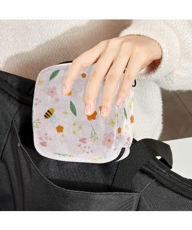Guantierendiy Bee Flower Pattern Menstrual Cup & Sanitary Napkin Storage Bag - Travel Makeup Organizer (Color 3) - Buy Online on GoSupps.com