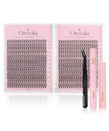 Oreola false eyelash extension set 456 pieces of single eyelashes for making yourself with adhesive seal and tweezers adhesive remover C Curl 20d Wispy Natural Look (8 15mm) SK-007C-8-15