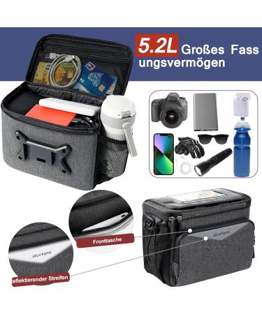 Joly Fang 5.2L Waterproof Handlebar Pocket Bike Bag with Cell Phone Holder & Adapter - Perfect for Bicycles & E-Bikes - Buy Online on GoSupps.com