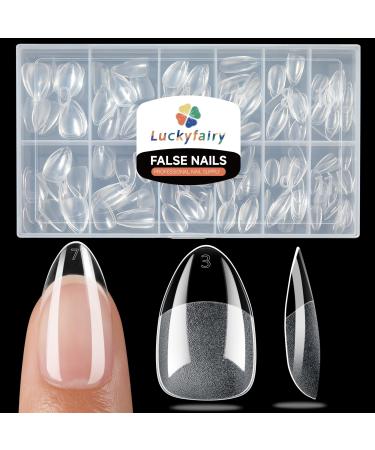 Short Almond Nail Tips 240pcs Soft Gel X Nail Tips Pre-Shaped Acrylic Fake Nails Half Matte Full Cover Clear Gelly Press on Flase Nail Tips for Extension Nail Manicure Home DIY 12 Sizes Gelly Tips A-ShortAlmond