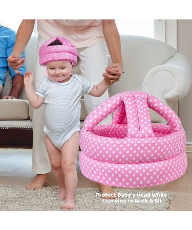Baby Head Protector Safety Helmet - Pink DOT (1pc) | For Crawling and Walking Infants 6-36 Months - Buy Online on GoSupps.com