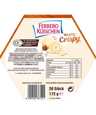 Ferrero Crispy White Kisses Pack of 20 172g - Buy Online on GoSupps.com