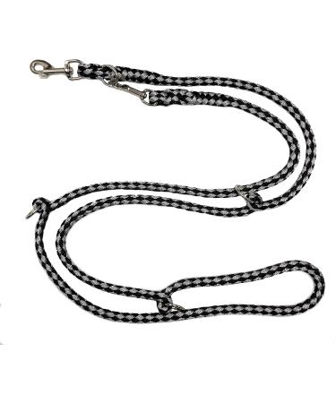 Shop Adjustable Dog Linen Leash for Large Dogs up to 80kg | Durable 5m Exercise Line in 17 Fabrics - Black & Silver Dallas Design - Buy Online on GoSupps.com