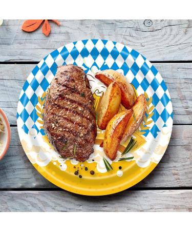 Shakven Oktoberfest Tableware Tableware Set Decorations - Blue and White Flag Bavarian Oktoberfest Supplies Serves 24 Guests for German Beer Festival 9 Inch Tray - Buy Online on GoSupps.com