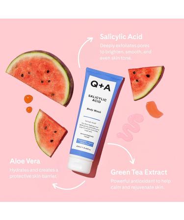 Q+A Salicylic Acid Body Wash 250ml - Exfoliating Shower Gel with Green Tea Extract - Buy Online on GoSupps.com