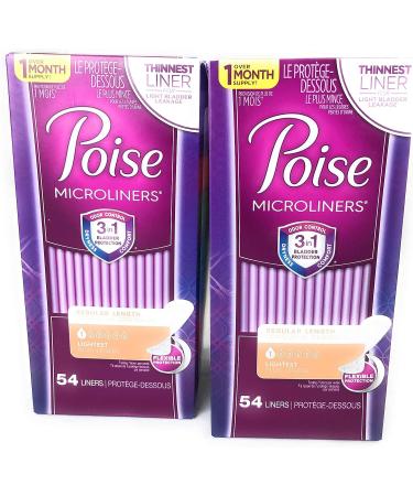 Poise Microliners Incontinence Panty Liners, Lightest Absorbency, Regular, 54 Count (Pack of 2) - Buy Online on GoSupps.com