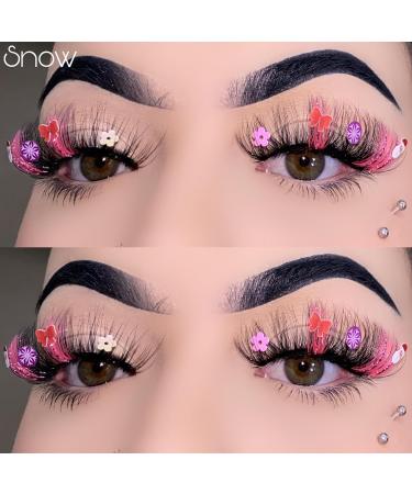 Miss Kiss Pink Glitter Lashes | Sparkly Faux Mink Eyelashes for Cosplay TikTok & Festivals - 18MM - Buy Online on GoSupps.com