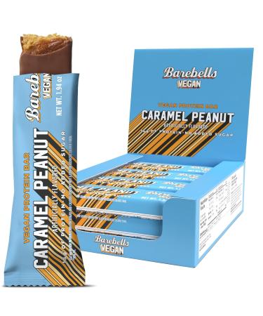 BAREBELLS Plant Based Protein Bars - Peanut Caramel - Pack of 12 - 1.94 Oz.