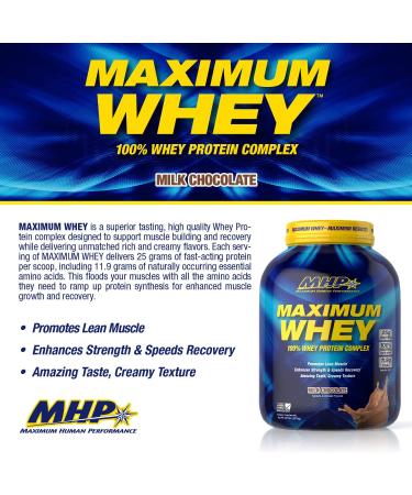 Maximum Human Performance Maximum Whey Protein 25g Fast Acting Delicious Tasting Protein Enhances Strength & Speeds Recovery Milk Chocolate 62 Servings 5 Pound Milk Chocolate 5.01 Pound (Pack of 1) - Buy Online on GoSupps.com