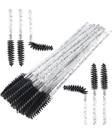 50 Pieces Disposable Eyelash Brushes Mascara Wands Eyebrow Applicator Cosmetic Makeup Brush Tool Kits (Crystal Black) - Buy Online on GoSupps.com
