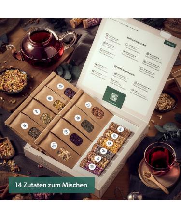 DIY Tea Blend Set Gift - 14 Organic Tea Varieties for Women | Create Your Own Unique Blends - Buy Online on GoSupps.com