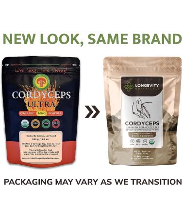 Longevity Botanicals Organic Cordyceps Mushroom Powder - 3.5 oz - Promotes Energy, Endurance, and Stamina - 100% Fruiting Body Extract - Buy Online on GoSupps.com