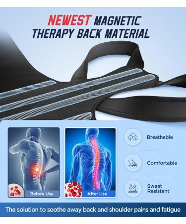 FILLOVE 4X Support Back Brace - Adjustable Posture Corrector for Men & Women | Magnetic Therapy for Back Pain Relief | Scoliosis & Hunchback Support - Black Large/X-Large - Buy Online on GoSupps.com