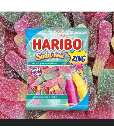 Soda Twist Zing Bottles Fizzy Gummy Sugar Coated Sweets 175g - 2x Share Bags - Buy Online on GoSupps.com