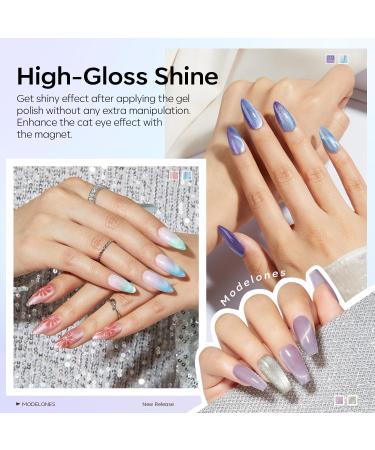 Modelones Cat Eye Gel Nail Polish Set 6 Colors Holographic Red Blue Purple Silver Gel Polish Glitter 9D Magnetic Gel Polish Pink Shimmer Summer Gel Polish with Magnet Nail Art DIY Salon For Women - Buy Online on GoSupps.com