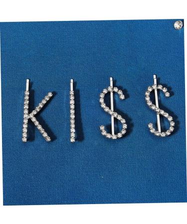 GAXIRE 1 Set kiss hairpin metal clip letter hair barrettes bling hair clips hair jewelry for women silver barrettes accessories for women crystal rhinestones child alloy - Buy Online on GoSupps.com