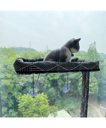 Cat Hammock Window Seat - Lower Support Safety Iron Perch for Indoor Cats - Enjoy 360 Sunbathing - Black Diamond Design - Buy Online on GoSupps.com