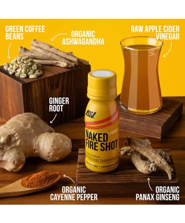 Naked Fire Shot - Natural Energy Shots with Ginger Root, Raw Apple Cider Vinegar, Organic Ginseng & Ashwagandha - Detox & Energy Wellness Shots - 12 Pack 2.5 Fl Oz - Buy Online on GoSupps.com