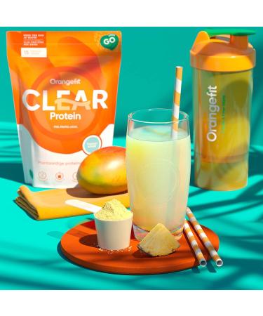 OrangeFit Clear Protein - Tropical Vegan Protein Powder | Refreshing 240g Plant-Based Shake | 15 Servings - Buy Online on GoSupps.com