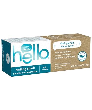 hello Smiling Shark Fluoride Free Kids Toothpaste - Natural Fruit Punch - 4.2 Oz - Pack of 3 - Buy Online on GoSupps.com