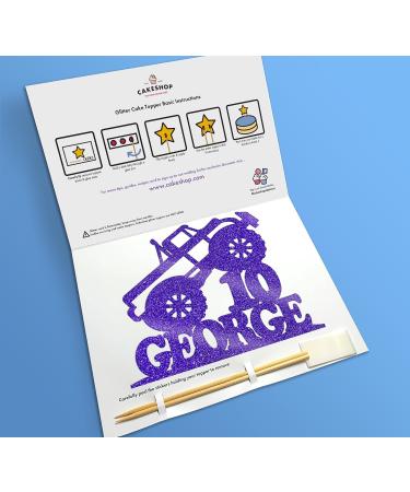 Cakeshop Cake Decoration Pack | Monster Truck Theme Premium Double Sided Glitter Card Cake Topper & 25g Party Pack of Cake Sugar Sprinkles | Custom Name & Age Cake Decorations (Bright Blue) Non-Prime Glitter Card: Bright Blue - Buy Online on GoSupps.com