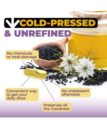 Black Seed Oil - Cold Pressed Black Seed Oil Capsules - Provides Vitamin E & Omega 3 6 9 - High Potency (1500mg) for Immune & Joint Support Antioxidants Digestion Hair Skin Nails - Vegan 90 Caps - Buy Online on GoSupps.com