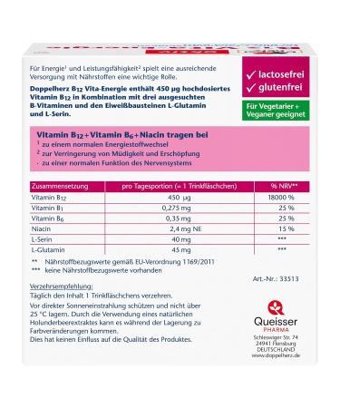 Doppelherz B12 Vita-Energie - High-Dose Vegan Vitamin B12 (350 g) - 30 Ampoules for Energy & Health - Buy Online on GoSupps.com