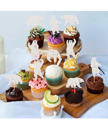 Cyodoos 24Pcs Polar Bear Cupcake Toppers for Birthday Wedding Party Baby Shower Sea Bear Cupcake Picks Winter Party Themed Party Decoration Supplies white White 2 - Buy Online on GoSupps.com