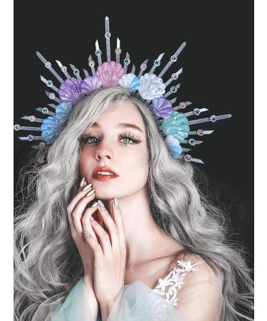 JeVenis Silver Shell Headband and Accessories Silver Halo Crown Hairpiece Mermaid Hair Band Hair Band with Spikes - Buy Online on GoSupps.com