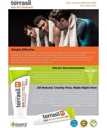 Terrasil Jock Itch Treatment MAX - Fast-Acting Natural Antifungal Ointment - Relieves Irritation & Treats Tinea Cruris - 50g - Buy Online on GoSupps.com