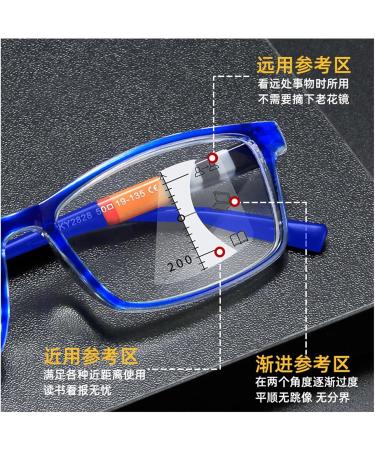 Fashionable Progressive Multifocus Reading Glasses for Medium & Older Adults | Anti-Blue Light | Blue Frame +2.00 - Buy Online on GoSupps.com
