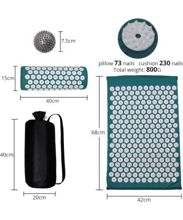 Vinteam Acupressure Set - Self-Healing Massage Mat Neck Pillow Transport Bag & Massage Ball | Acupuncture Kit for Men & Women - Buy Online on GoSupps.com