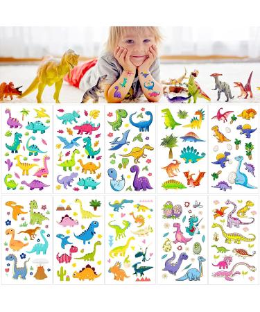 Qpout 30 Sheets Boys Temporary Tattoos - Dinosaur, Car, Outer Space Designs | Waterproof Fake Tattoo Stickers for Boys | Birthday Party Gifts and Decorations - Buy Online on GoSupps.com