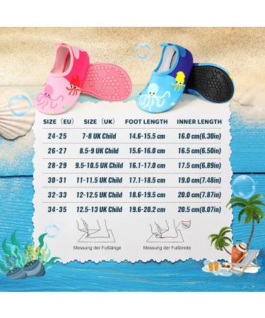 Comfyouth Fast Drying Water Shoes for Kids | Aquasqua Beach Shoes | Summer Slippers EU 24/25 - Blue Octopus Design - Buy Online on GoSupps.com
