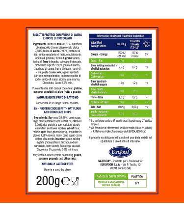  Italian Gourmet E.R. N tt ra Protein Sport Protein Biscuits with Oatmeal and Chocolate Chips Rich in Fibre and Protein 200 g Bag + Italian Gourmet Polpa di Pomodoro Box 400 g - Buy Online on GoSupps.com