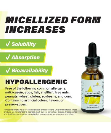 Micellized Vitamin D3 Liquid 750 Servings 1200 IU Per Drop Best Value Natural Soy Free Water Soluble - 1 Ounce - Buy Online on GoSupps.com